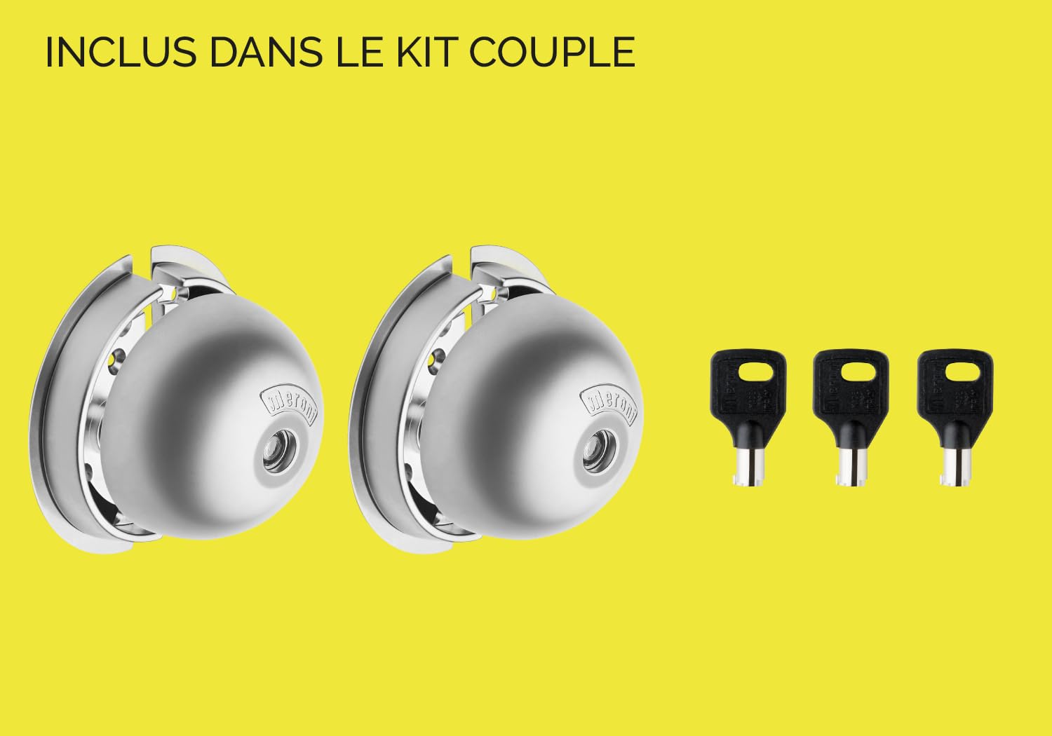 UFO Kit Double Serrure Antivol pour Véhicule Utilitaire avec Fermeture Débrayable, Nickel opaco