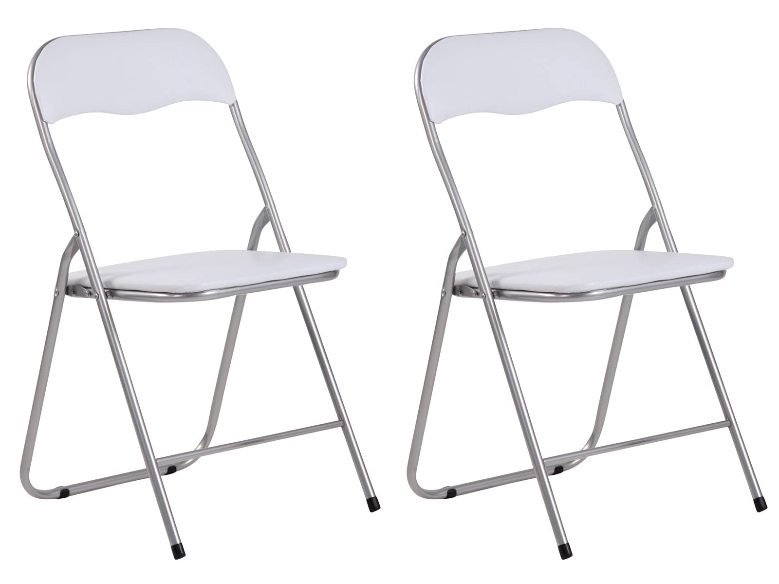 CLP Set 2 Sedie Pieghevoli Felix In Plastica (PVC) I Sedie Salvaspazio Telaio In Metallo E Seduta Imbottita I Sedie Riunioni Ospiti Chiudibili Colore:bianco/argento