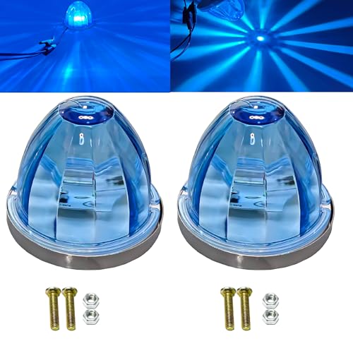 Image of 2PCS Light blue Watermelon Lights, Clear Lens LED Side Marker Turn Signal Lights, Watermelon-Shaped Side Marker Tail Top Cap Roof Lights for Trailer Truck Semi-Trailer Heavy-Duty Truck Van