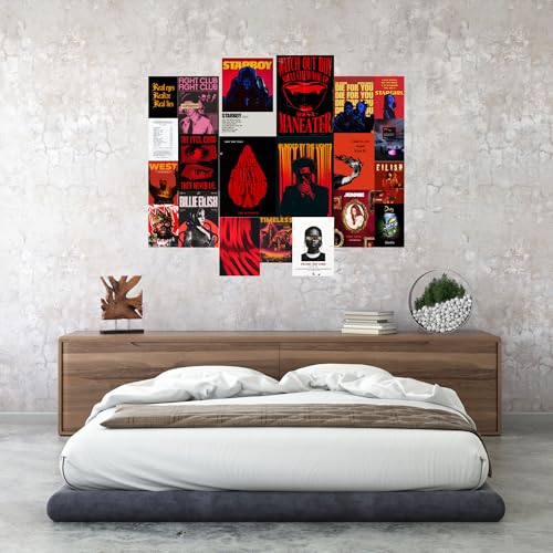 Image of Yellow Town India Weeknd Starboy Core Collage Kit | Set of 21 MultiSized Posters with Wall Friendly Adhesive | 300 GSM Grunge Posters for Bedroom, Living Room, Dorms & Hostels