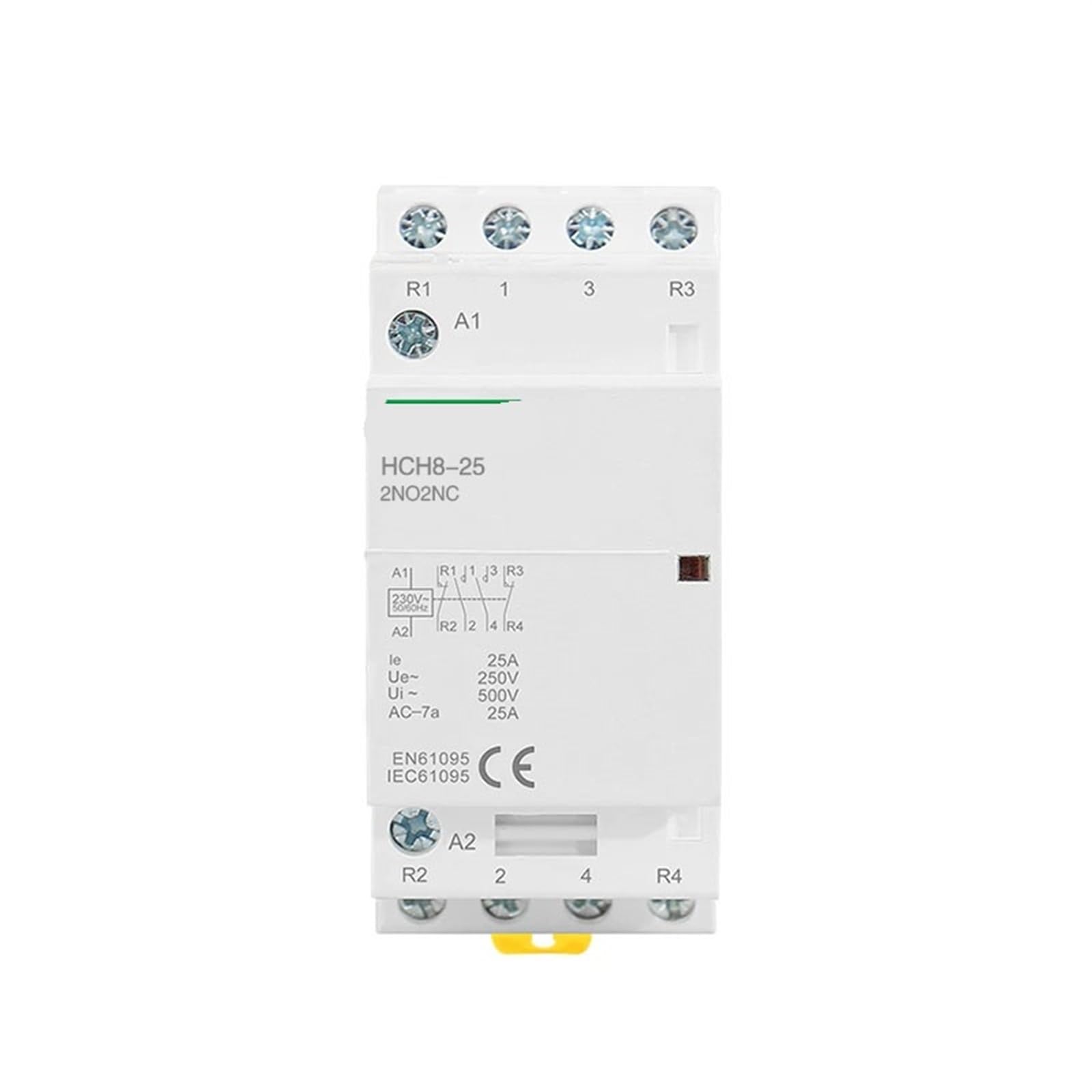 HUUOQIWY HCH8-25 Modular Contactor 4P 16A 20A 25A 4NO 4NC Or 2NO2NC 24V 110V 220V Automatic Household Contactor 1Pcs(4P 25A 4NO AC230V)