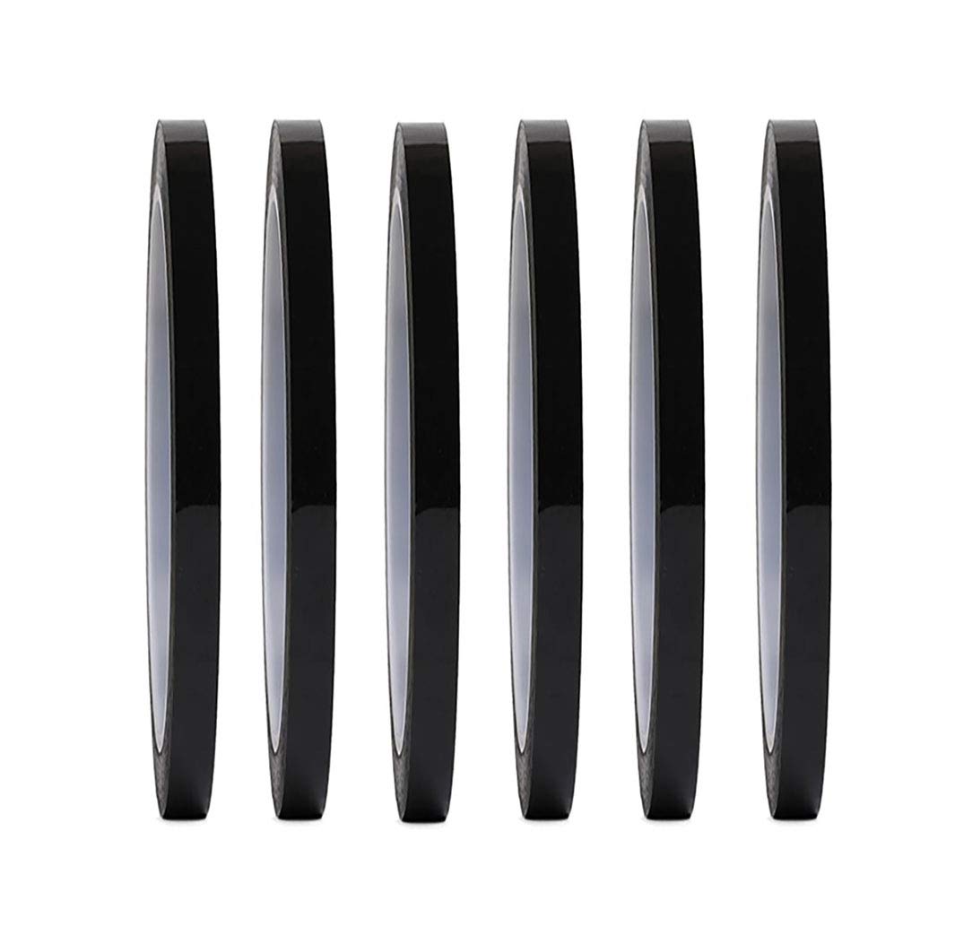 Fodattm 6 Rolls Graphic Art Thin Tape Self-Adhesive Artist Tape Grid Marking Tapes Whiteboard Gridding Tape Dry Erase Tape 72 Yard Per Roll (Black,