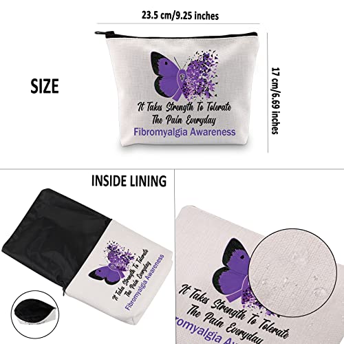 Generic Fibromyalgia Awareness Makeup Bag - Travel & Storage - Purple 'It Takes Strength' Design, The Pain Everyday - Image 3
