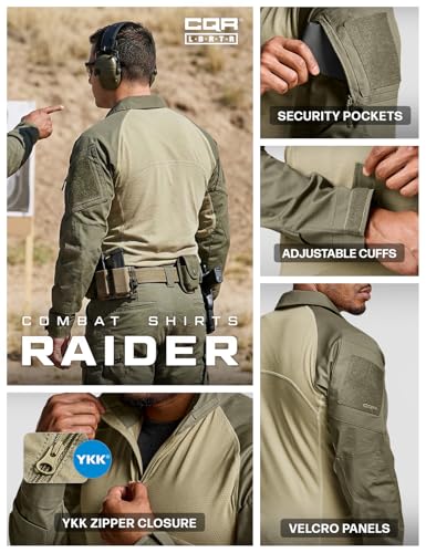 Image of CQR Men's Tactical Combat Shirt, 1 /4 Zip Long Sleeve Breathable Military BDU Training Top for Shooting, Hunting, Range Use