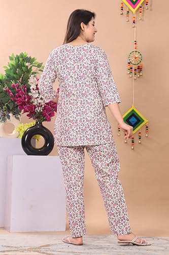 Image of Kuruti B Sheets Women's Printed Night Suit Set | Soft & Breathable Top and Pyjama Set for Women | Stylish Relaxed Fit Sleepwear for Everyday Comfort | Perfect Lounge Wear for Home & Travel