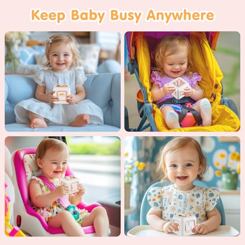 Image of Montessori Toys for 1 Year Old, Baby Busy Board for Toddler 1-3, Activity Cube Travel Airplane Toys, Stocking Stuffers for Babies 6-12 Months, Christmas Birthday Gifts for 1 Year Old Boys Girls, Pink