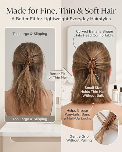 Pinzas Banana pequeñas para cabello fino, 4 piezas miniatura 3