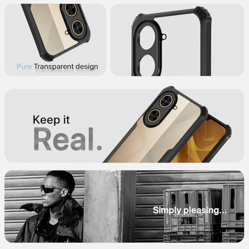 Image of Pikkme Back Cover for Poco C71 / Redmi A5 | Ultra Hybrid Shockproof Case | Full Camera Protection | Raised Edges | Clear Transparent Bumper Case (Black)
