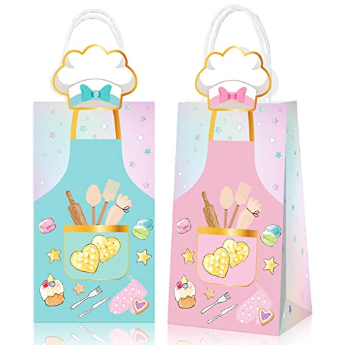 Liliful 16 bolsas de regalo para fiestas de Little Bakers con asas, bolsas de papel para golosinas, bolsas de golosinas con patrón de panadería, bolsas de regalo para fiestas de cumpleaños