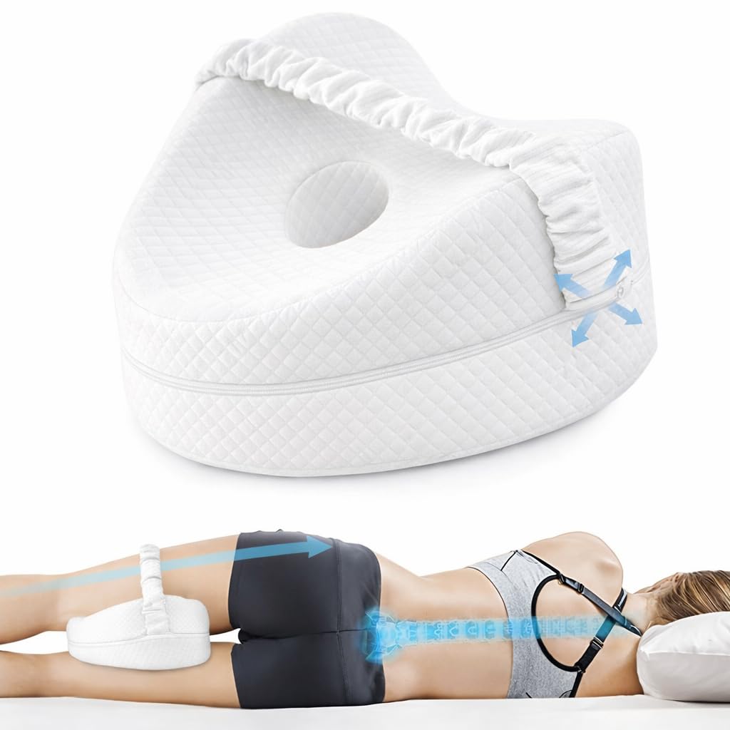 HYDROGELIX Cojín para Dormir Entre Las Piernas Viscoelástico – Almohada Ortopédica para Rodillas y Cadera, Alivio Dolor Espalda y Ciática, Ideal para Dormir de Lado y Embarazo - 2