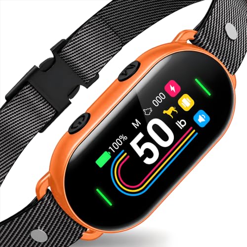 Smart Dog Bark Collar for Small Medium Large Dogs10-100lbs, Humane Anti-Bark Device with Anti-FalseTrigger & Bark Count Tracking, 4 Modes & 8 Levels toEffectively Stop Barking, Dark Orange