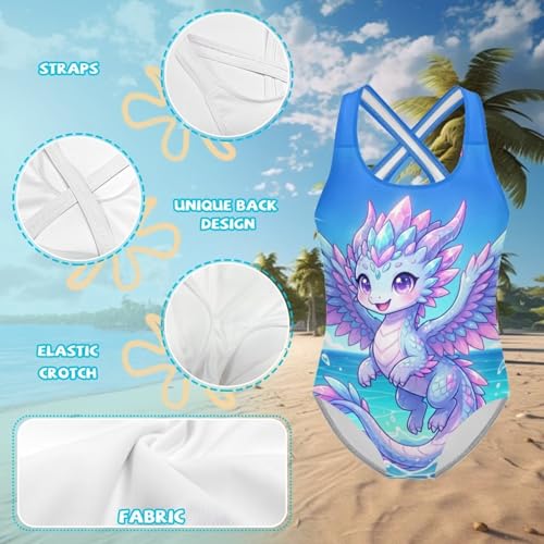 Image of Girls Swimsuit Criss Cross Back 1-Piece Summer Beach Swiwmear