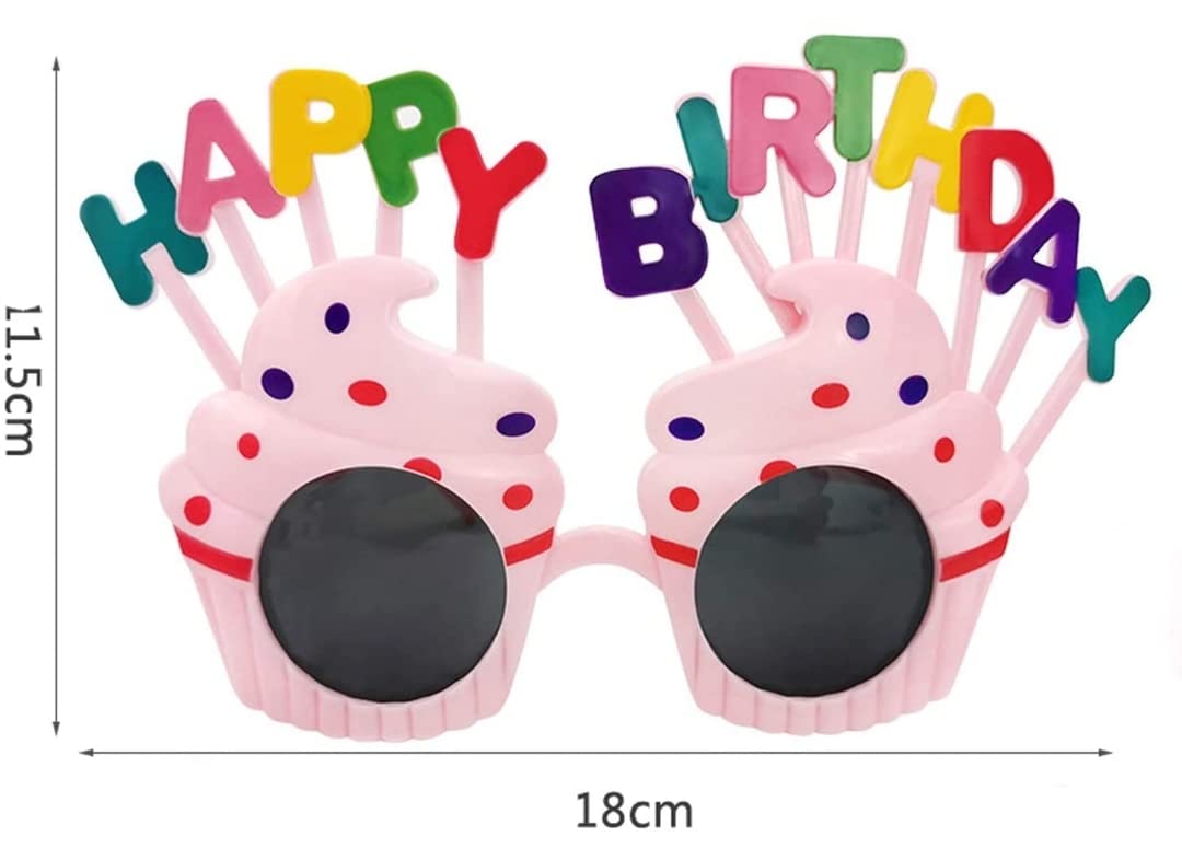 Fun Affairs Cup Cake Style Funny Happy Birthday Letter Party Pink Green multicolour Sunglasses/Goggles - Color Pink