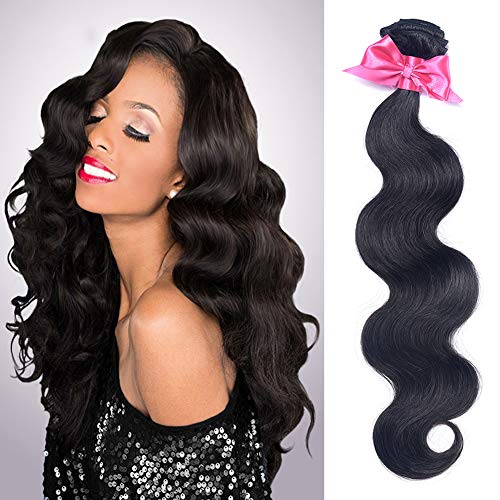 OYM HAIR 10A Grade Brazilian Virgin Body Wave Hair 4Bundles 100% Unprocessed Human Hair Extensions  Natural Black  For African Americans Women Mixed Length 14 16 18 20 inch