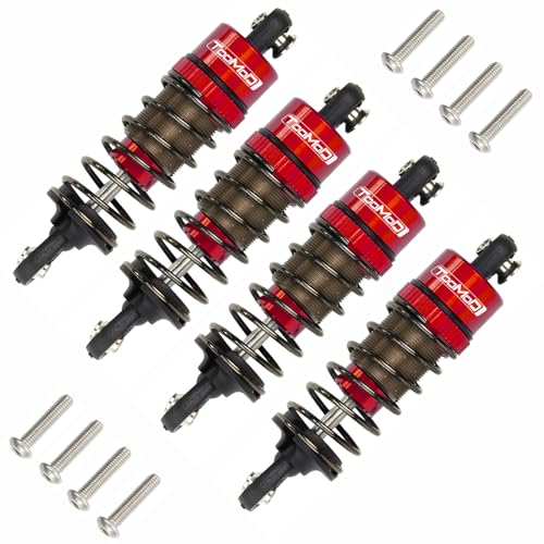 TOOMOD 1/10 62MM RC Oil filled Shock Absorbers kit for Tamiya TT-01 TT-02 / Hyper Go 1/14 H14BM 14209 / Losi v100 Upgrades Replace Parts (Red)