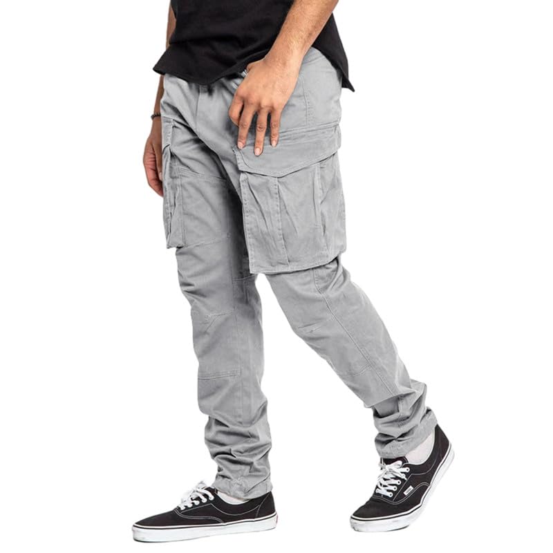 Men's Casual Cargo Pants Joggers Hiking Quickly Dry Drawstring Tactical Pants with Multi Pockets4