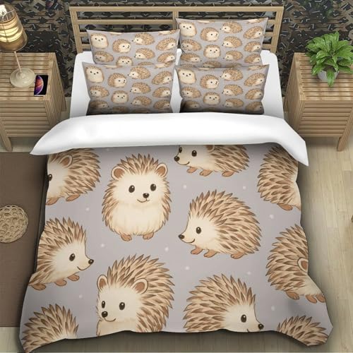 Parure de lit herissons mignons single 135x200 microfbre
