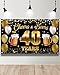 HTDZZI Cheers to 40 Years Backdrop Banner, Happy 40th Birthday Decoration for Men Women, 40th Wedding Anniversary, Black Gold 40 Year Old Birthday Party Sign Poster, Class Reunion Decor, 6.1ft x 3.6ft