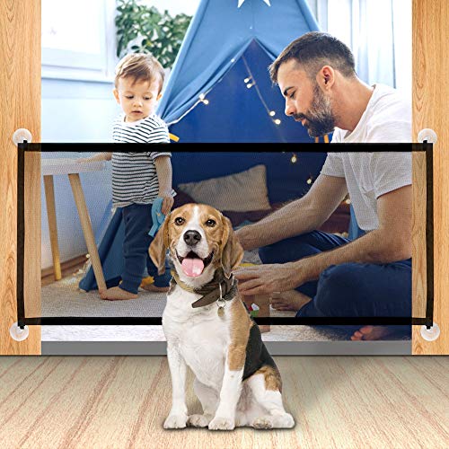 Pet Gates for Dogs Portable Folding Baby Gate for Doorways Stairs Kids or Pets Mesh Magic Safety Gate