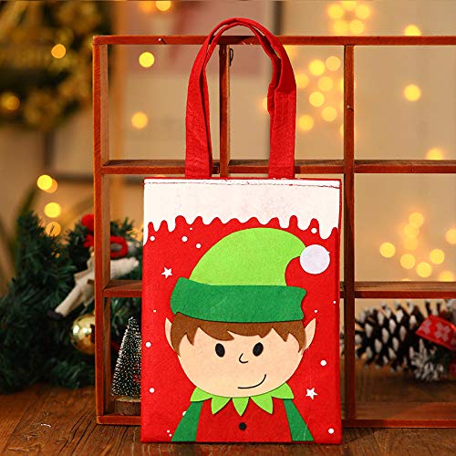 humeng Décorations De Noël Décorations De Noël Sacs À Provisions Décorations De Noël Autocollants Cartoon Grands Sacs Fourre-Tout @ Sac Fourre-Tout À Patch Rouge [Elf]