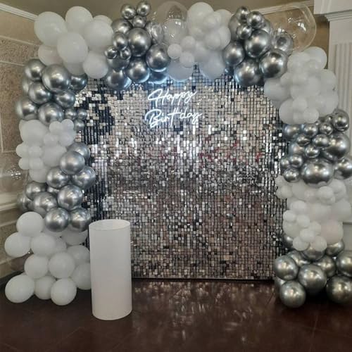 Silver Shimmer Wall Backdrop 12 Piezas 4x3 Ft miniatura 5