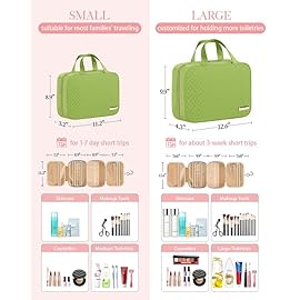 HOTOR Travel Toiletry Bag - Hanging Toiletry Bag for Women & Men, Makeup Bag/Big Comparment, Waterproof for Travel Accessories, Travel Essentials, Medium, Avocado Green