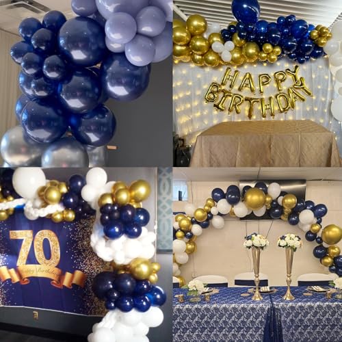 Image of 114pcs Navy Blue Balloons, 18 12 10 5 inch Nile Blue Balloons Garland Arch kit, Different Sizes Navy Balloon for Graduation Wedding Baby Shower Birthday Party Decorations