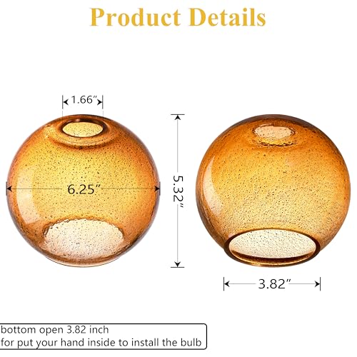 Image of 3 Pack 6.3 Inch Replacement Black Amber Seeded Glass Shade Fixture for Wall Sconce Pendant Ceiling Light Chandelier Replacement Shade
