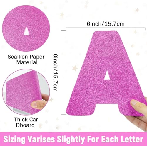 Image of Qyeahkj 150 PCS Large 6 inch Font Letters and Punctuation Set Glitter Pink Classroom Alphabet Cutout for Bulletin Board Display Home School A Great Helper to Inspire Students' Learning Interest