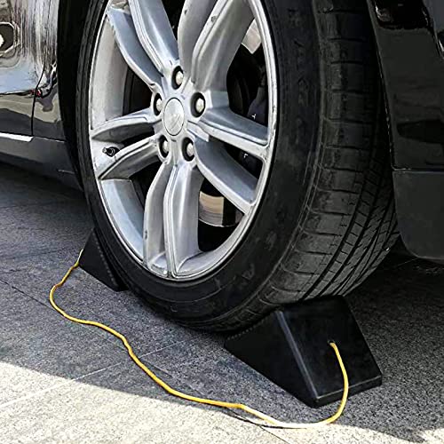 Hoxwell Rubber Wheel Chock With Rope Set Of 4Pcs, Heavy Duty Rv Tire Chocks For Travel Trailers, Camper, Small Airplant, Cars, Motorcycle And Truck 4 Packs, 8" Length X 5" Width X 4" Height #TOP6