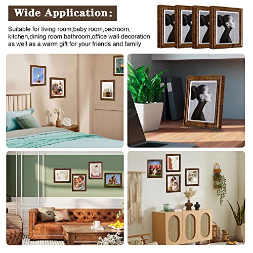 Kroshine 5X7 Picture Frame 8X10 Set Of 4Pcs With Wood Grain And Real Glass Photos Frame Collage Wall Decor Or Desktop Display Picture Frame Bulk Without Mat #TOP7