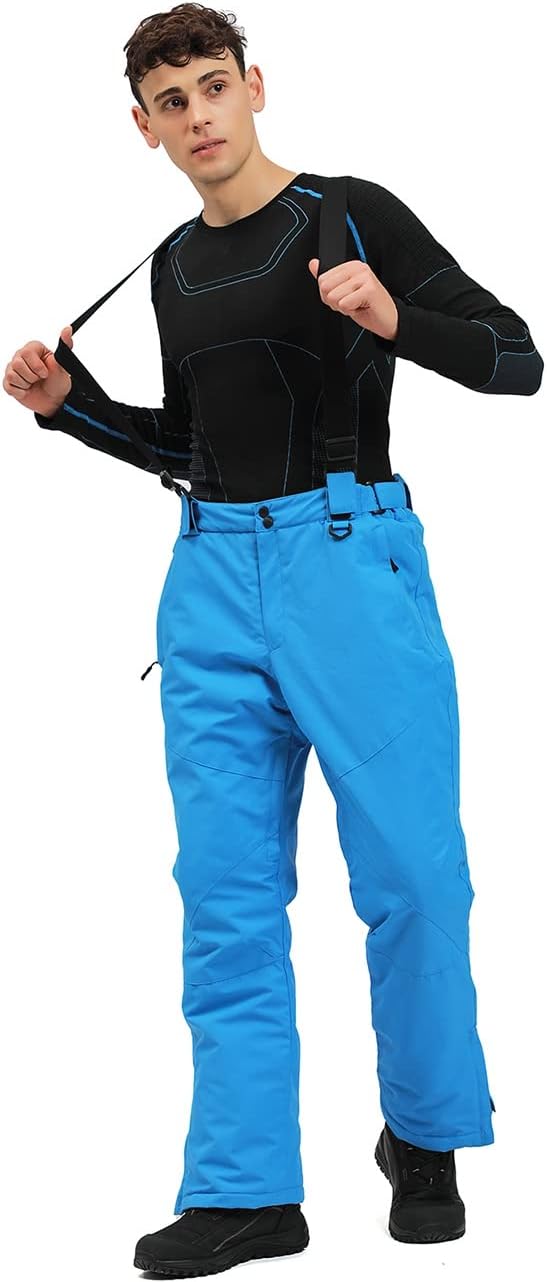 YEEFINE Men's Waterproof Snow Ski Pants Insulated Warm Winter Outdoor Snowboard Bibs with Suspenders - Image 3