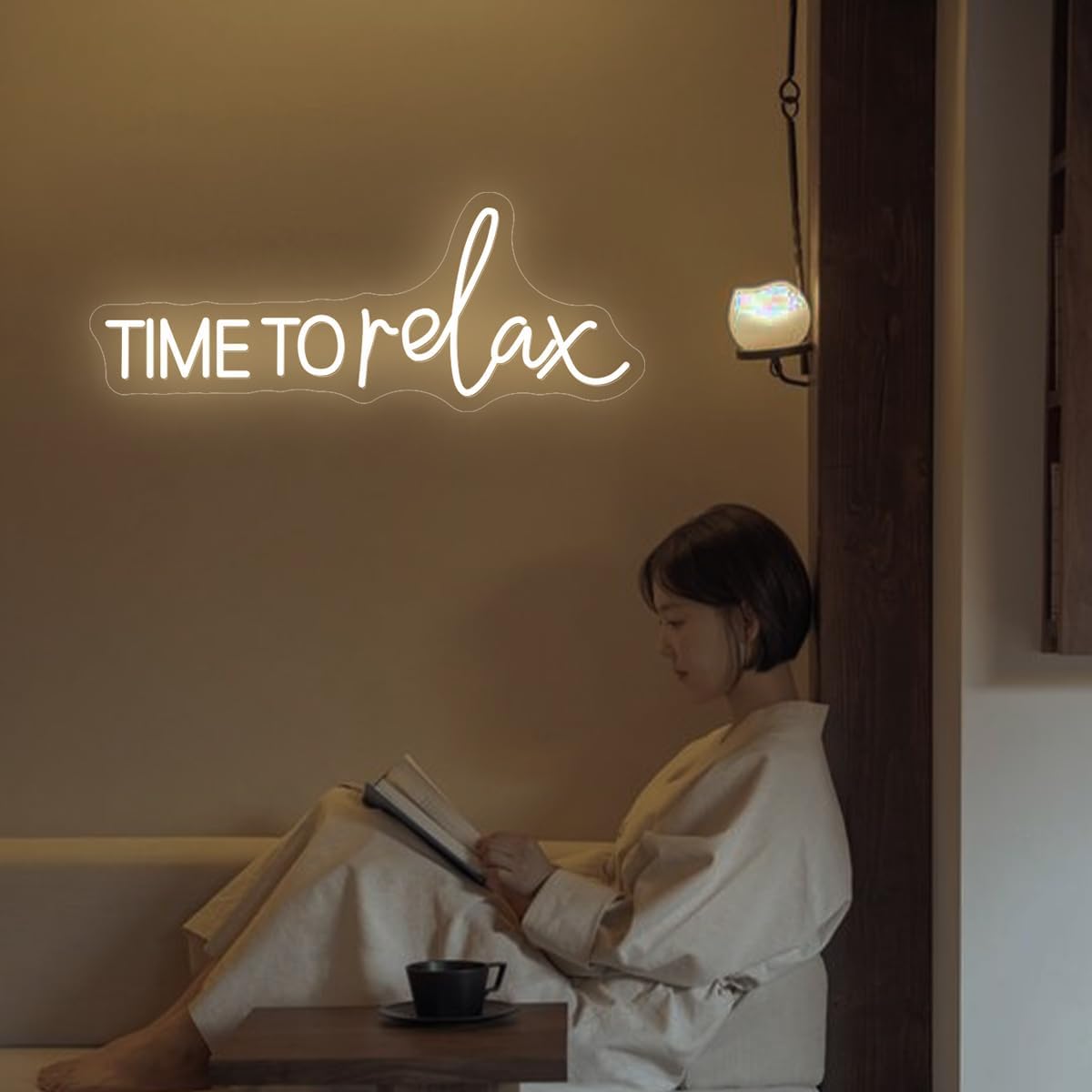 Time To Relax Neon Sign Big for Wall Decor, Dimmable Led Neon Lights Signs for Beauty Decor, Display Sign for Salon, Shop, Spa, Manicure Bar, Home Wall Decor, Foot Care, Wall Art, 21x8.3"，Warm White