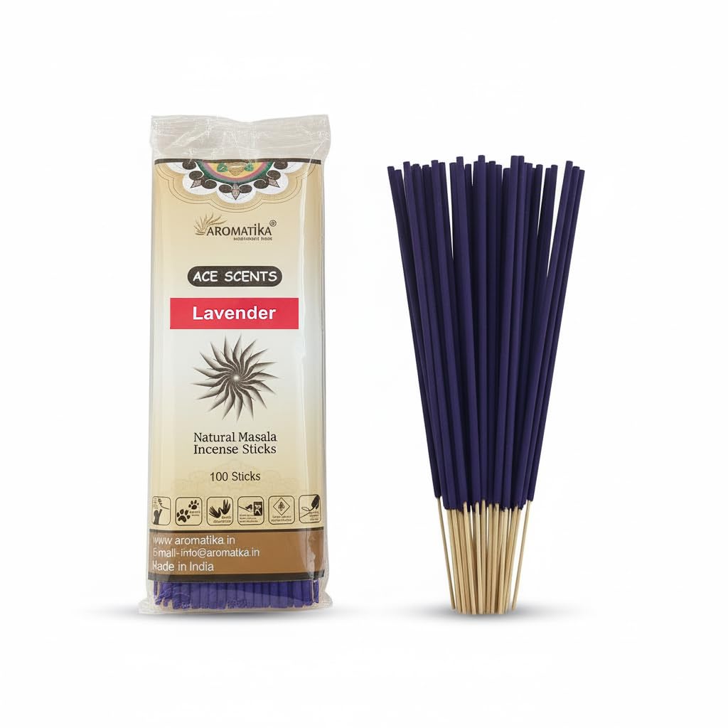 Natural Hand Rolled Incense Sticks 100 Pack Premium Masala Joss Sticks Long Burning Aromatherapy Incense for Relaxation Meditation Home Fragrance Spiritual Use Vegan Friendly (Lavender) โ image 1