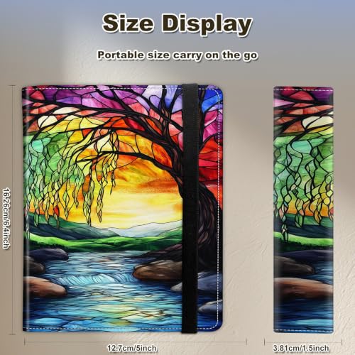 Image of Photo Album 4x6 120 Photos with Strong Elastic Band, Stained Glass Tree | Large Capacity Premium Leather Picture Album, Portable Wallet Albums Photo Book for Family Anniversaries Wedding Baby
