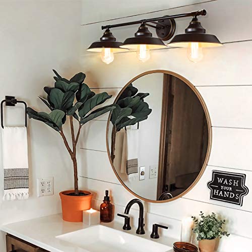 Farmhouse Bathroom Vanity Wall Light Fixture Dark Bronze, Industrial Rustic Style 3-Light Vanity Wall Sconce, Vintage Wall Mount Lamp For Bathroom, Bedroom, Vanity Mirror, Cabinets, Dressing Table #TOP1