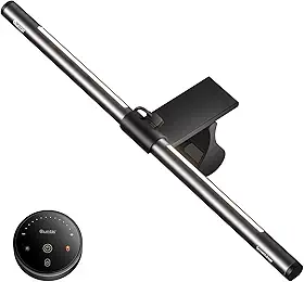 Quntis Barra de luz para monitor de computador com controle remoto, com função de luz de fundo, brilho de escurecimento contínuo e temperatura de cor, sem brilho na tela, cinza