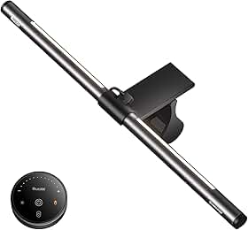 Quntis Barra de luz para monitor de computador com controle remoto, com função de luz de fundo, brilho de escurecimento contínuo e temperatura de cor, sem brilho na tela, cinza