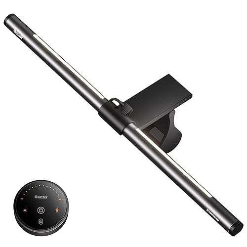 Quntis Computer Monitor Light Bar with Remote, Eye-Care Monitor Light Backlight Desk Lamp for Home Office Gaming, Stepless Dimming Brightness and Color Temperature, No Screen Glare, Gray