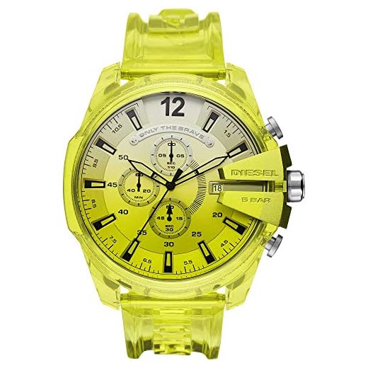 Diesel Reloj Analógico para de los Hombres de Cuarzo con Correa en plástico, Amarillo DZ4532