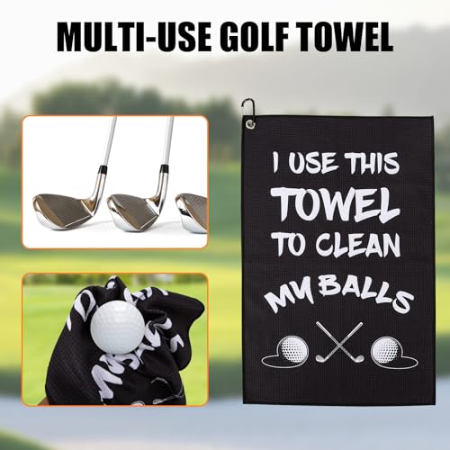 ASIJUNTYECHO Microfiber Golf Towel, Printed Funny Towels for Men, Bags with Clip, Gifts for Husband Boyfriend Dad, Lover Gifts (Black#1) - Thumbnail 3