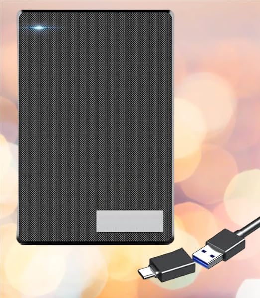 High-Speed 500GB Ultra Slim Portable External Hard Drive - 2-in-1 Type C & USB 3.0, Compatible with PC, Mac, Laptop, PS4, Xbox, iPad, Tablet, Mobile (Black) - 1 Year Warranty (500 GB)