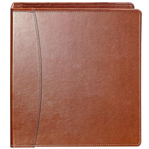 Beautyus Vintage Brown Leather 3-Ring Binder – 1.5-Inch...