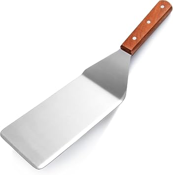 New Star Foodservice 16 Inch Extra Large Grill Turner, Stainless Steel Spatula with 4 Inch Wide Blade, Cutting Edge, and Wood Handle