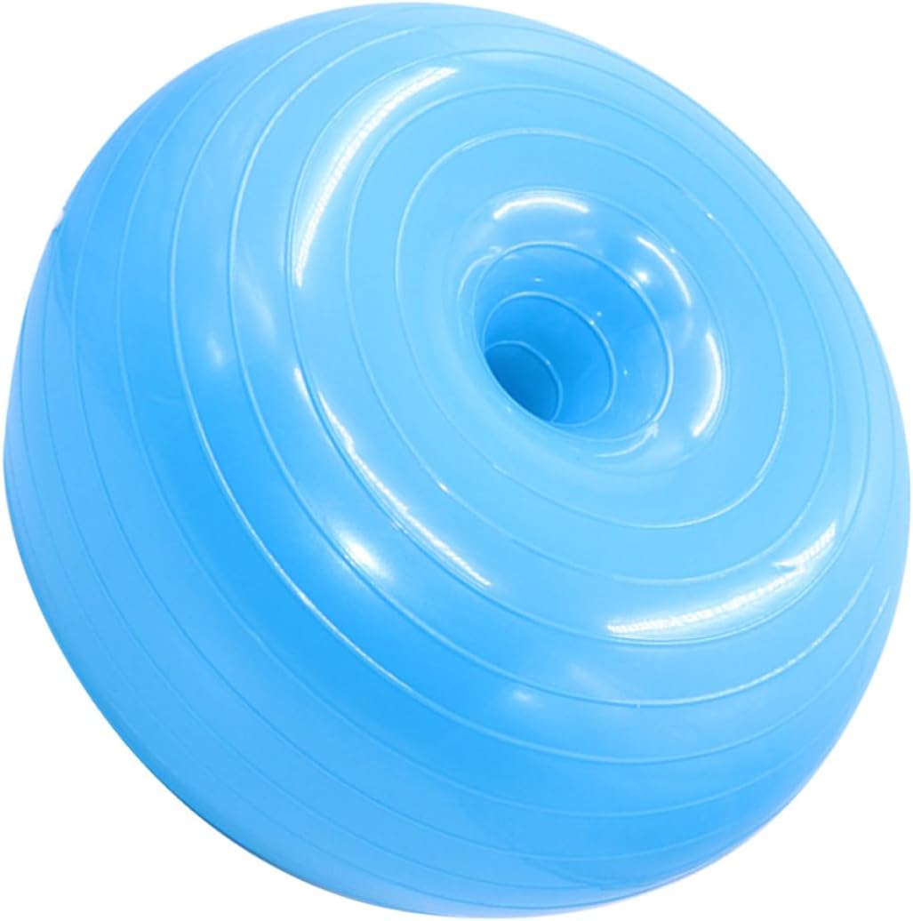 Donut Yoga Ball Fitness Stability Ball Explosion-Proof with Air Pump for Home Workout and Core Training Light Blue