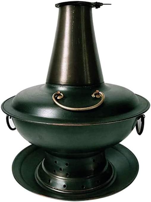 Copper hot Pot， Chinese Old Beijing Copper Hot Pot Full Copper Thick Hot Pot Charcoal Heating Lengthened Chimney Suitable for Family Dinner Friends Gathering Camping New,34cm