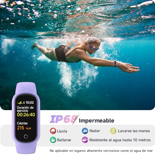 TOOBUR Smartwatch Mujer Reloj Inteligente Muje Impermeable IP68 Pulsera Actividad con Pulsómetro, Podómetro, Monitor Sueño, Notificación de Mensajes 14 Deportes para Android iOS, Lila - imagen 3