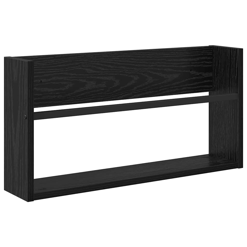Magazinregal 2 Stück Schwarz Eichen-Optik 60 x 12 x 30 cm Holzwerkstoff Wandmontiert für Wohnzimmer Büro Flur, Zeitschriftenhalter Prospekthalter Ablage Regal Ständer