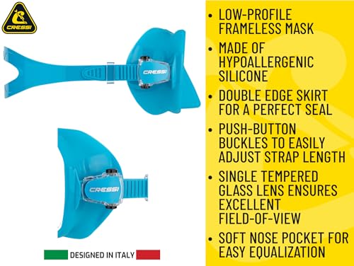 Máscara de buceo sin marco para adultos Cressi Z2S - Visor ancho monocular - Volumen interno bajo - Silicona pura suave - Diseñada en Italia miniatura 3