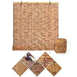 Bamboo Shade Roll Up Reed Shade Outdoor Patio Shades Roll Up Blinds For Patio, Decorative/Waterproof/Breathable, Wooden Blinds For Window, Outdoor Blinds For Patio Roll Up Bamboo Roman Shades, 1Pcs